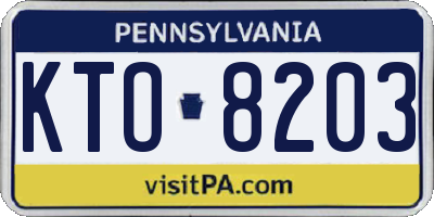PA license plate KTO8203