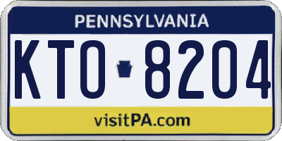 PA license plate KTO8204
