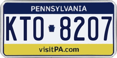 PA license plate KTO8207