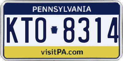 PA license plate KTO8314
