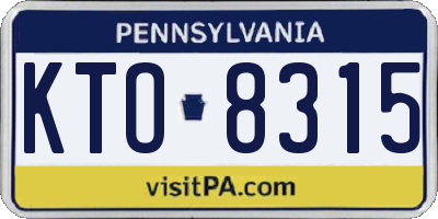 PA license plate KTO8315