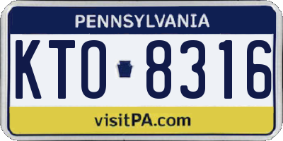 PA license plate KTO8316