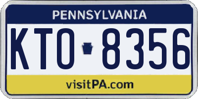 PA license plate KTO8356