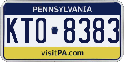 PA license plate KTO8383