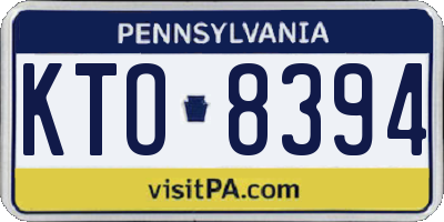 PA license plate KTO8394