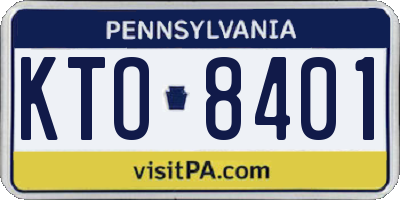 PA license plate KTO8401