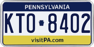 PA license plate KTO8402