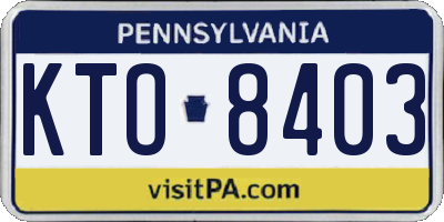 PA license plate KTO8403