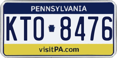 PA license plate KTO8476