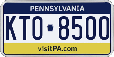 PA license plate KTO8500