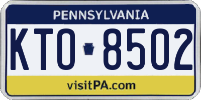 PA license plate KTO8502