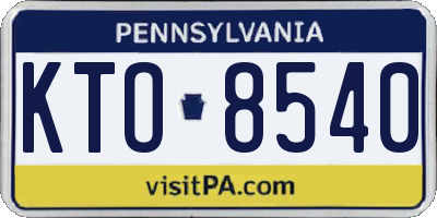 PA license plate KTO8540