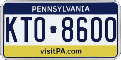 PA license plate KTO8600