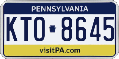 PA license plate KTO8645