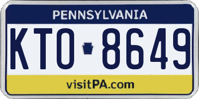 PA license plate KTO8649