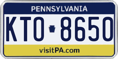 PA license plate KTO8650