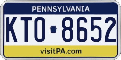 PA license plate KTO8652
