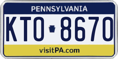 PA license plate KTO8670