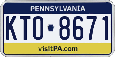PA license plate KTO8671