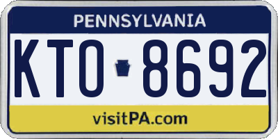 PA license plate KTO8692