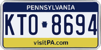 PA license plate KTO8694