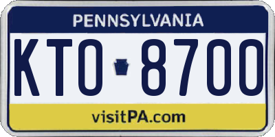 PA license plate KTO8700