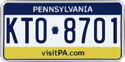 PA license plate KTO8701