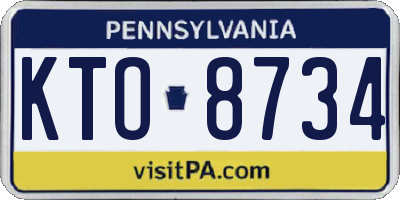 PA license plate KTO8734