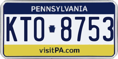 PA license plate KTO8753