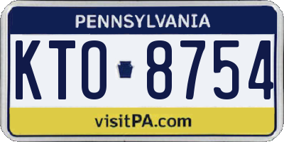 PA license plate KTO8754