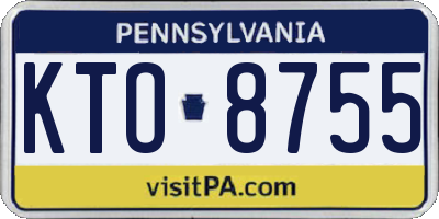 PA license plate KTO8755