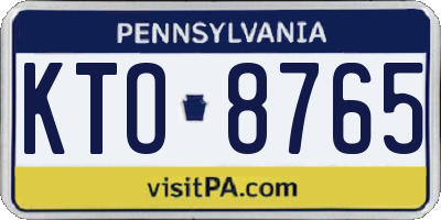 PA license plate KTO8765