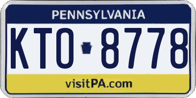 PA license plate KTO8778