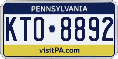 PA license plate KTO8892