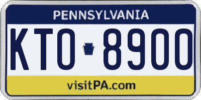 PA license plate KTO8900