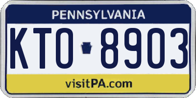 PA license plate KTO8903