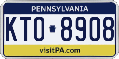 PA license plate KTO8908