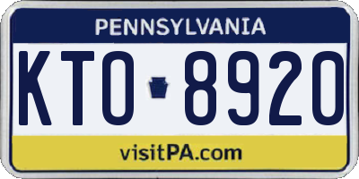 PA license plate KTO8920
