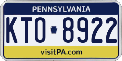 PA license plate KTO8922
