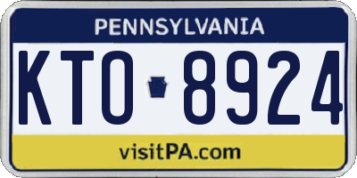 PA license plate KTO8924