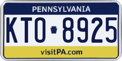 PA license plate KTO8925