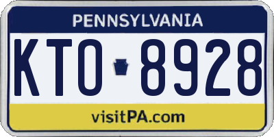 PA license plate KTO8928