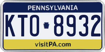 PA license plate KTO8932