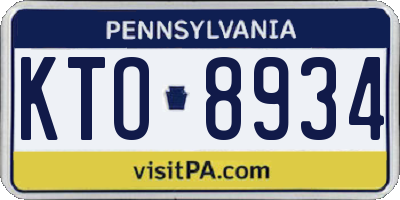 PA license plate KTO8934