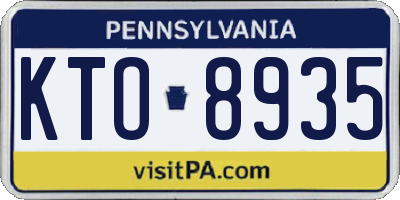 PA license plate KTO8935