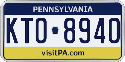 PA license plate KTO8940