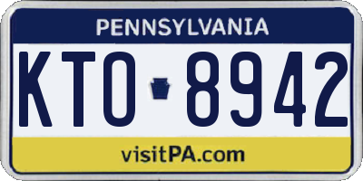 PA license plate KTO8942