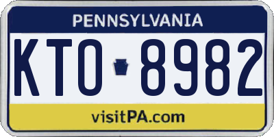 PA license plate KTO8982