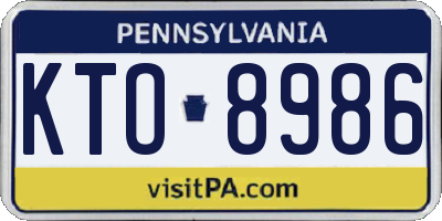PA license plate KTO8986