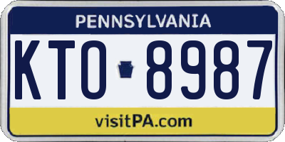 PA license plate KTO8987